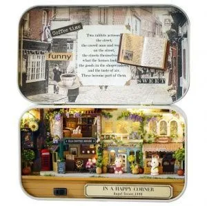 Миниатюра Домик в жестяной коробке Счастливый уголок для самостоятельной сборки.