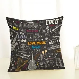 Чехол на декоративную подушку. Love Music. Хлопок. Размер 45 х 45 см.