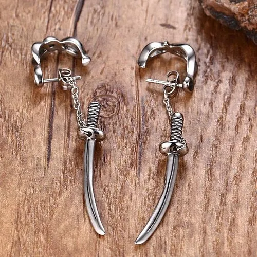 Серьги Самурайский меч Катана. Длина меча 4 см.